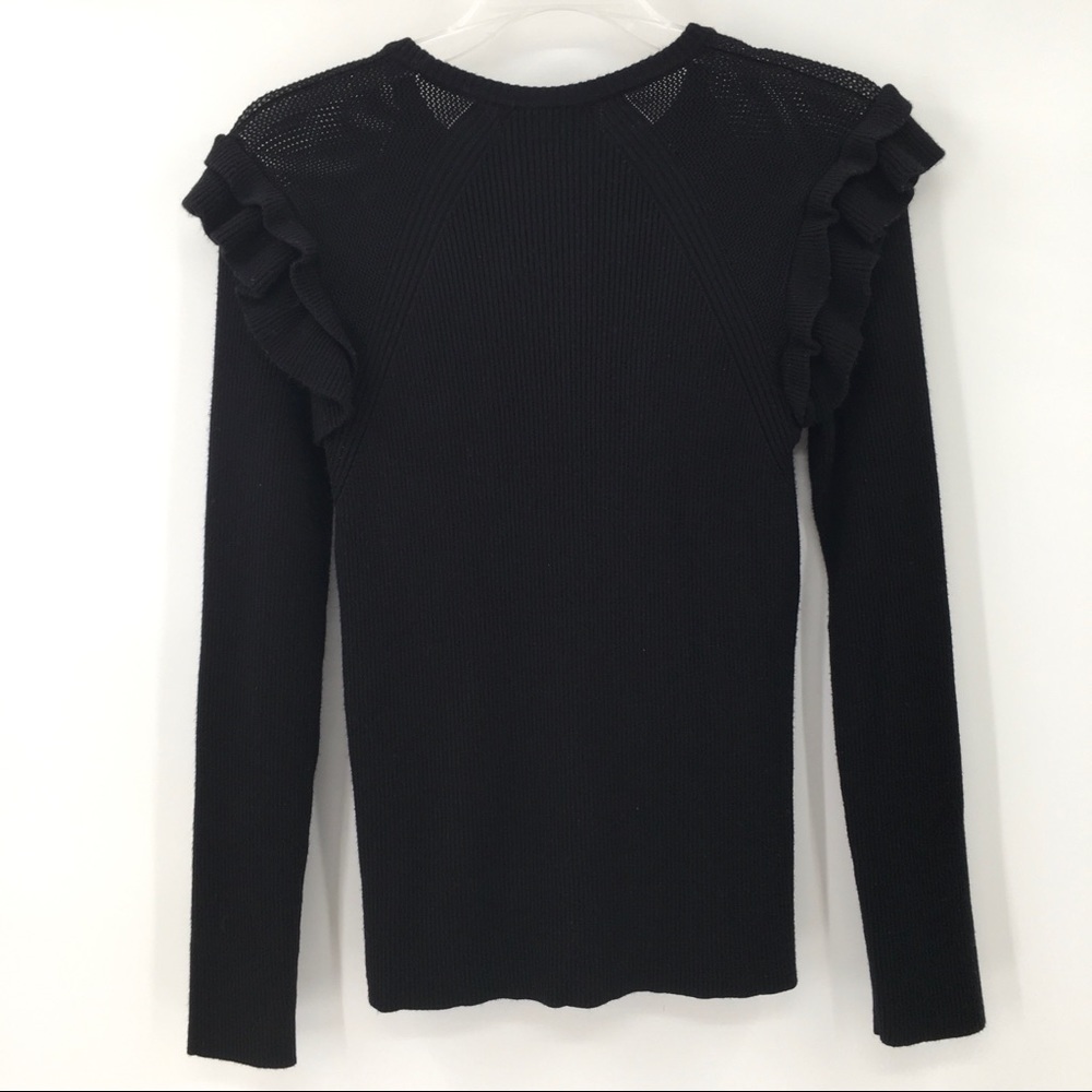 Marled Black Ruffled Sweater - Picture 4 of 9